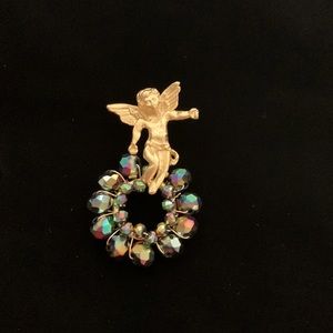 Gold tone Angel Brooch